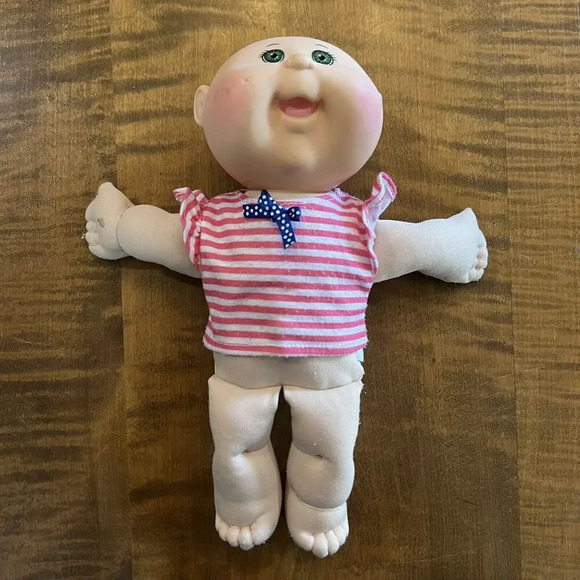 Cabbage Patch Kid 2014 Bald‎ And Green Eyes Striped shirt 12 inch CPK - Picture 1 of 8